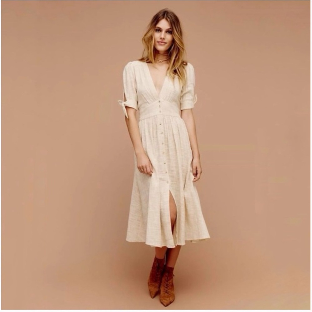 Free People Cotton Love of My Life Midi Dress Size M - Picture 2 of 5